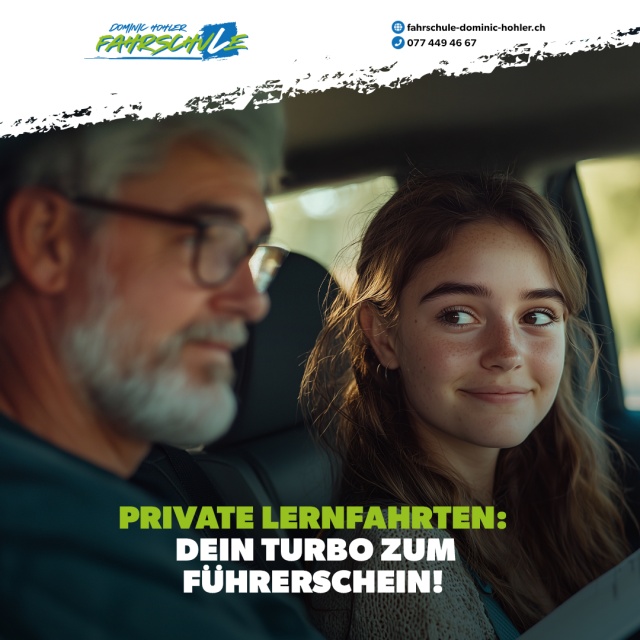 Private Lernfahrten: Dein Turbo zum F�hrerschein! - Warum sind private Lernfahrten so wichtig? Sie bilden die perfekte Br�cke zwischen den einzelnen Fahrlektionen in der Fahrschule. Bei der Fahrschule Dominic Hohler lernst Du das Handwerk � und privat festigst Du es!