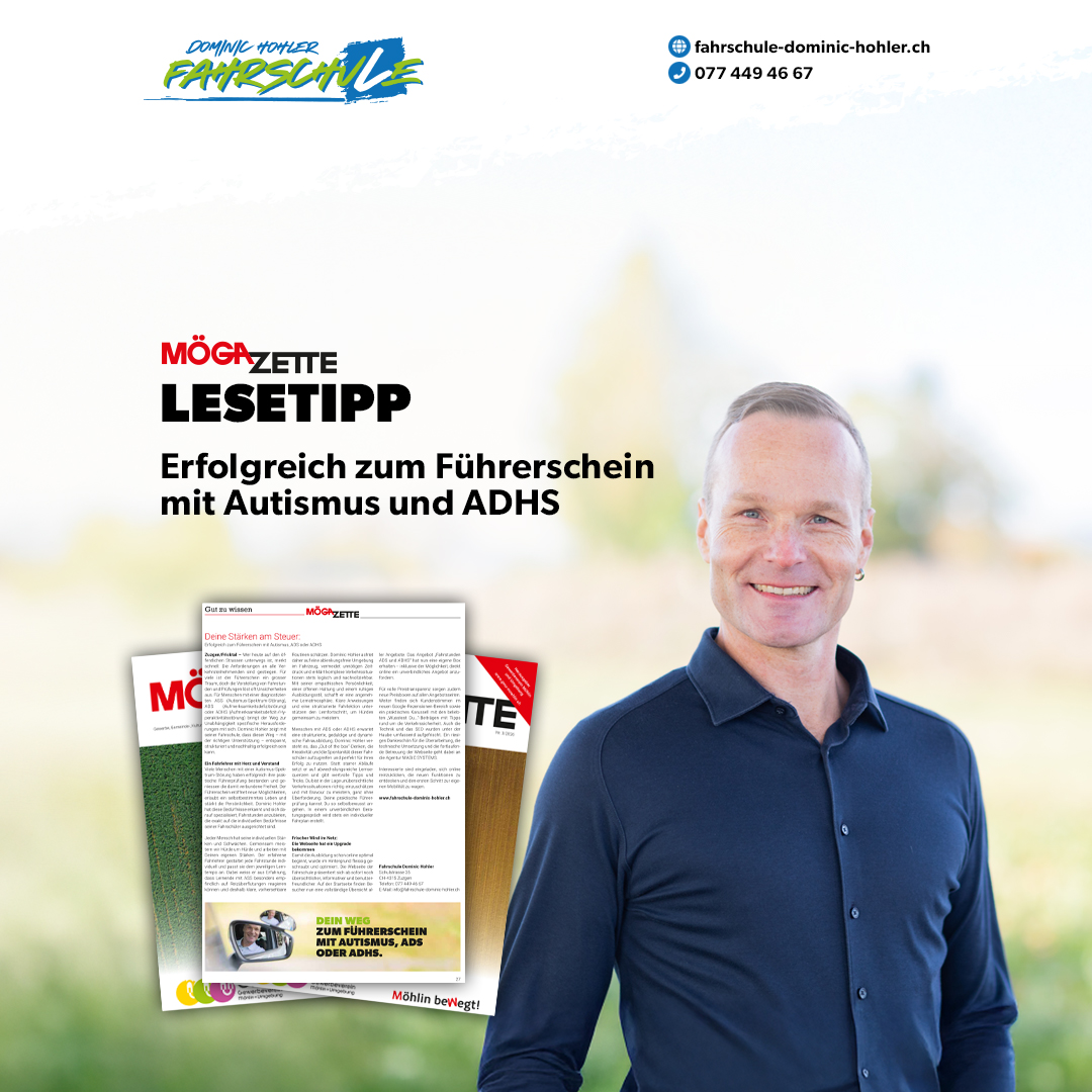 Lesetipp: Deine St�rken am Steuer � Mein neuer Artikel in der M�gazette! - Hast Du schon die neueste Ausgabe der M�gazette entdeckt? In meinem aktuellen PR-Artikel zeige ich Dir, wie der Weg zum F�hrerschein mit Autismus (ASS), ADS oder ADHS entspannt, strukturiert und nachhaltig erfolgreich gelingen kann. 